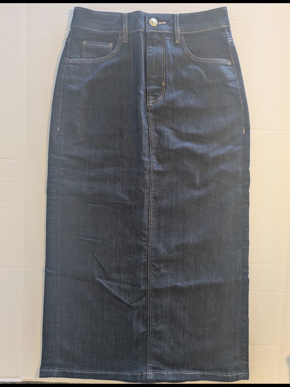 Marks & Spencer Dark Wash Denim Midi Skirt- Size 4